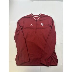 JORDAN BRAND Jacket Mens Small Red Oklahoma Sooners Quarter Zip Pullover Sports